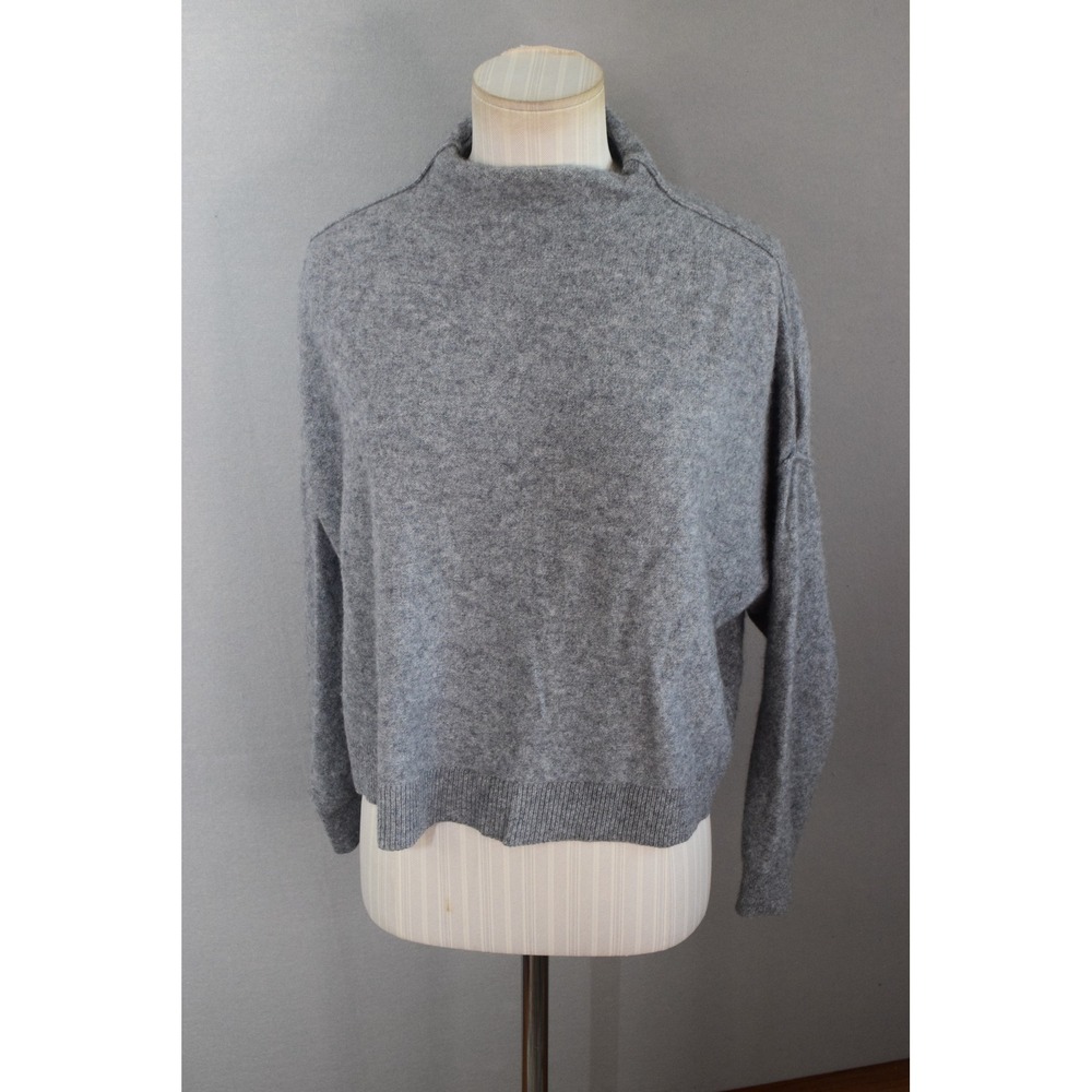 Pilcro Alani Sweater Small Gray 100% Cashmere Mock Neck Relaxed Cropped Womens